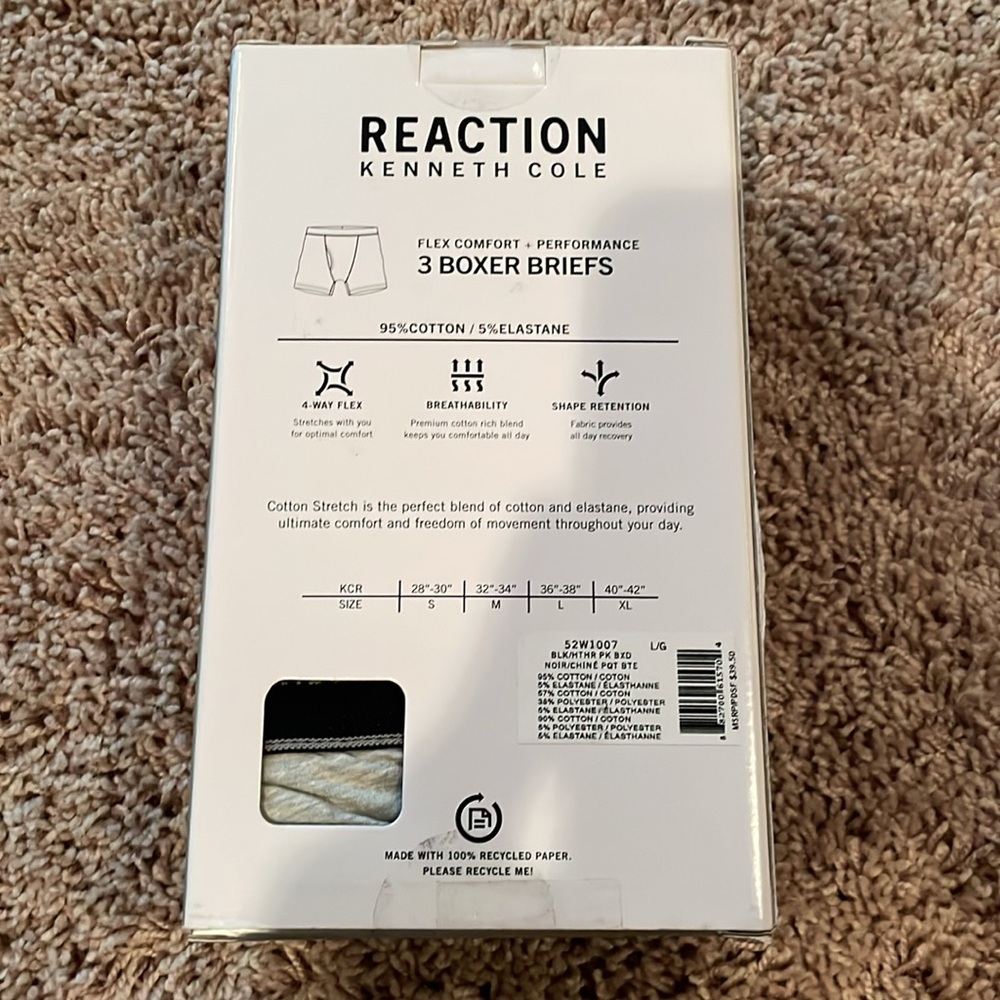 Kenneth Cole Reaction Cotton Stretch Boxer Briefs 3-Pack - Picture 2 of 2